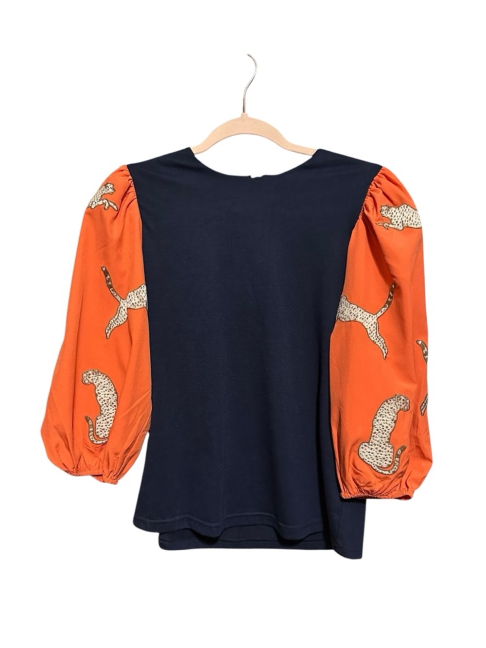 THML Crew Neck Long Puff Sleeve Textured Leopard Print Size S - Picture 2 of 9